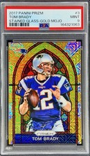 2017 Panini Prizm Tom Brady Stained Glass Gold Mojo /10 PSA 9 #3 picture