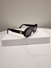 Celine CL40194U Triomphe Oval Women Sunglasses Black Frame & Dark Grey Lens picture