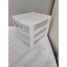 Sterilite 3 Drawer Mini Desktop Organizer White Clear Plastic Storage Unit picture