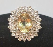 AMAZING VINTAGE DJOY 925 STERLING SILVER GREEN SPINEL ZIRCON STARBURST RING 7 picture
