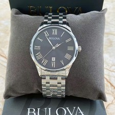 Bulova Classic 96B261 Gray/Black Dial Silver Bracelet Men Quartz Watch 40MM New picture