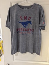League SMU Mustangs Tri-Blend T-Shirt XL Gray Vintage Distressed EUC picture