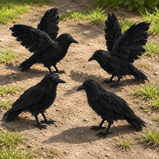 2/4Pcs Fake Black Feathered Crow Halloween Decor Raven Bird Indoor Outdoor Props picture