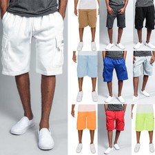 Victorious Men's Heavy Weight Fleece Cargo Pocket Sweat Short Pants S~6XL -VS76 picture