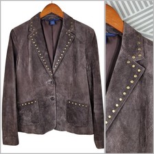 Catherine Stewart Suede Leather Jacket Medium Studded brown Blazer Western Art picture