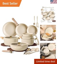 25PCS Ceramic Cookware Set, Pots and Pans set Non Stick, RV Kitchen Cooking S... picture