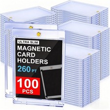 100Pack Ultra-Thin Magnetic Trading Sports Card Holder 260pt One-Touch Hard Case picture