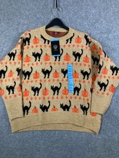 Vince Camuto Pullover Halloween Sweater Womens Large Tan Knit Crew Neck NWT picture