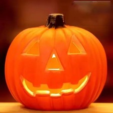 Trendmasters 1995 Halloween Foam Blow Mold Light Up Pumpkin Jack O Lantern 9” picture