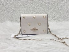 NWT Coach Mini Ivory Wallet On A Chain With Goldtone Heart Rivets CDE97 picture