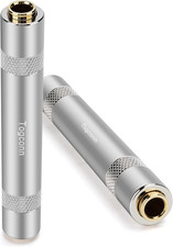 1/4 Inch TRS/TS Female to Female Gold-Plated Coupler (2 Pack), 1/4