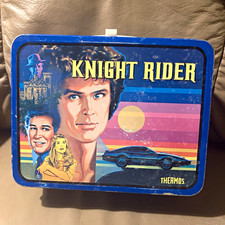 Vintage 1983 Knight Rider Metal Lunch Box WITH Matching Thermos - Complete Set picture