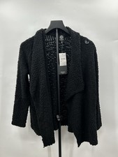 Bobeau petite cardigan textured, fleece-like popcorn boucle knit black Size SP picture