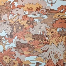 Vintage 70s Safari Animal Print Wallpaper Roll Terracotta Orange Gold Jungle picture