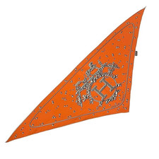 HERMES VIF ARGENT Silver Drop Triangle Scarf 2007 Silk Orange picture