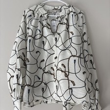 LOFT White Rope Bouse Long Sleeve, Size L picture