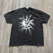Vintage 2000s Marvel Silver Surfer T-Shirt XXL Mad Engine Y2K Black Faded Glow picture