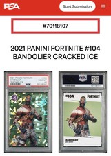 BANDOLIER 2021 Fortnite USA Panini #104 CRACKED ICE PSA 10 ‼️ BAD MUTHA *F* CARD picture