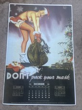 Vintage Dec 1944  Pinup Calendar Page Reprint “ Don’t Pack Your Mask” picture