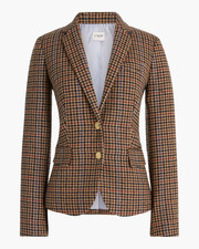 EUC J Crew Schoolboy Blazer Womens Houndstooth Plaid Wool Gold Buttons Office 20 picture