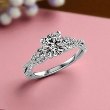 Solid 925 Silver 3.20Ct. Round Shape Certified White Diamond Ring - Tariffs Free picture