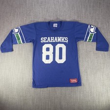 Vintage Seattle Seahawks Jersey Boys Large Blue NFL Football 80 Rawlings USA picture