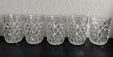 5 Antique Clear Glasses Diamond Design, 4 inches Tall picture