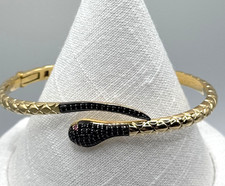 Rarities Carol Brodie Snake Bypass Bracelet Sterling Silver Black Spinel picture