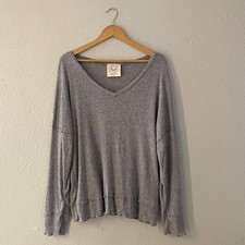 Fantastic Fawn Ribbed Scoop V TopBoxy Oversized Boho Gray picture