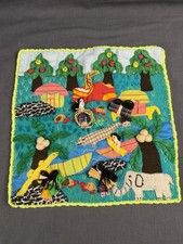 Vintage Peruvian Textile Folk Art Wall Hanging 12X12