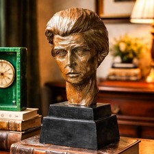 Large Mid Century Modern MCM Vintage Signed Bust Statue Sculpture of Woman Head picture