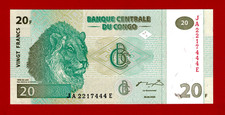 20 FRANCS 2003 CONGO UNC Note (P-94a) Prefix: JA - Hôtel des Monnaies, Kinshasa picture