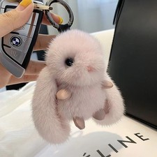 Tiny Fluffy Bunny Keychain Plush Cute Rabbit Bag Charm Pendant Gift picture