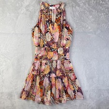 A.L.C Courtney 100% Silk Mini Dress Size 2 Midnight/Rose Floral MultiColor picture