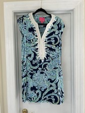 Lilly Pulitzer Madia Tunic Dress Size M High Tide Navy Scuba Doo picture