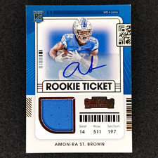 Amon-Ra St. Brown 2021 Contenders Rookie Ticket Patch Auto #RTS-ARS MINT picture