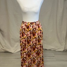 Monteau Los Angeles Geometric Midi Skirt Sz S Pink Retro Accordion Pleated 70s picture