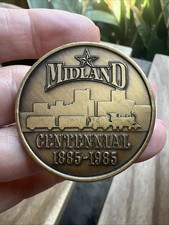 Midland Texas Centennial Brass Coin 1885-1985 Souvenir 1.5” Vintage TX picture