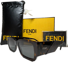 FENDI DIAGONAL FE40131I 52A DARK HAVANA W/SMOKE LENS AUTHENTIC SUNGLASSES 51-20 picture