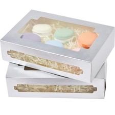 qiqee Cookie Boxes 8x5.3x2 inch Silver 24 Pcs picture