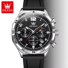OLEVS 2986 Men's Quartz Watch Silicone Band Date Luminous 3ATM picture