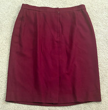 Talbots Petites Vintage Burgundy 100% Wool Pencil Skirt Knee Length Size 14P picture