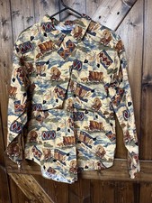 Vintage Panhandle Slim Mens Shirt Medium Button down Brush popper Cowboy Wagon picture