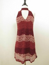 New Anthro Lace Dress Size Small Floral Burgundy Wine Romantic Boho Holiday picture