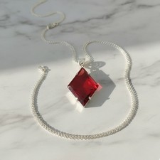 Elegant Kite Cut Red Ruby Pendant 80-90Ct – Sterling Silver Gemstone Necklace picture