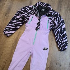 ASOS Ski Suit One Piece Snowsuit Womens Snow Bib retro vtg Shellsuit Stretch 6 picture