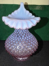 Rare Fenton Jack in the Pulpit Lavender French Opalescent Hobnail Vase picture