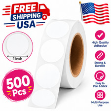 Share 1 Inch White Dot Stickers 500 Pcs Round Color Coding Labels Self Adhesive  picture