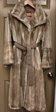 Vintage 70s Sears Best Women's Tan Faux Fur Full Length Long Coat Sz 12 picture