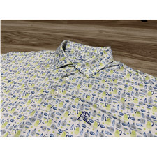 Rhoback The Margarita Men Golf Polo Shirt White Drink Print Size M picture